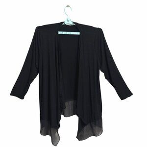 Calvin Klein Womens Black Open Front Cascading Cardigan Jacket 2X Office Preppy